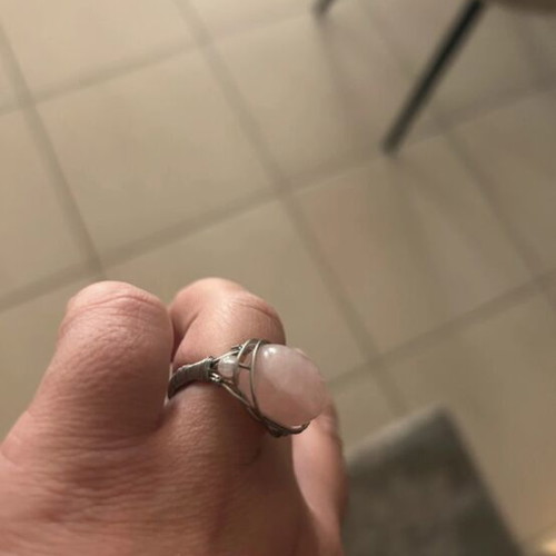 Handmade ring new silver with pink stone