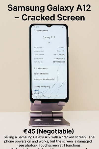 Samsung Galaxy A12 – Cracked Screen and Working