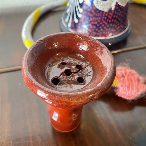 Hookah used with blue glass and brass coating