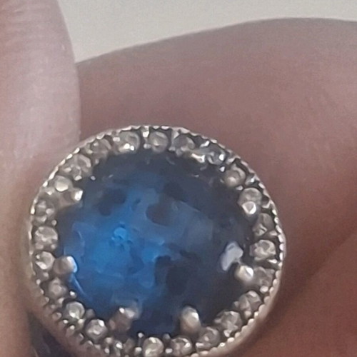 Charm for bracelets with blue crystal and zircon stones like new
