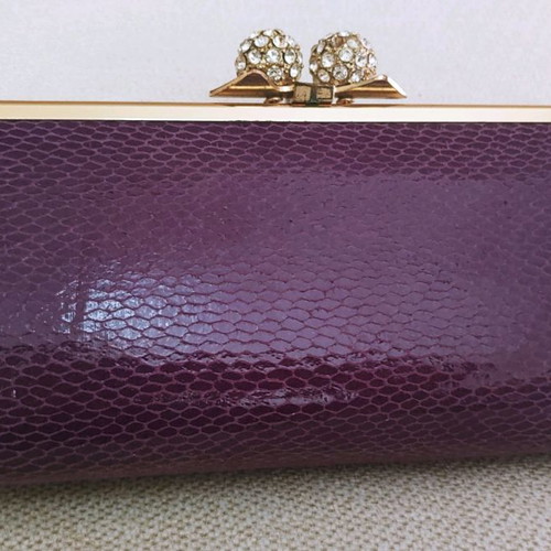 Shoulder bag used, evening purple with gold metal details
