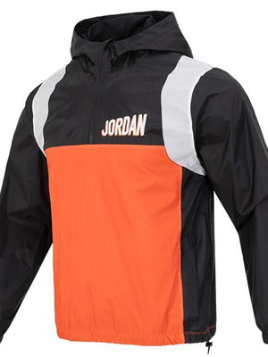 Jordan Flight Windbreaker Pullover Jacket New Black Orange