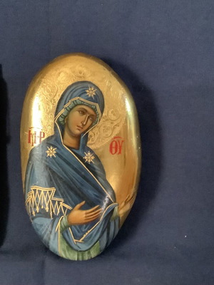 Panagia Deomeni Byzantine icon on stone like new