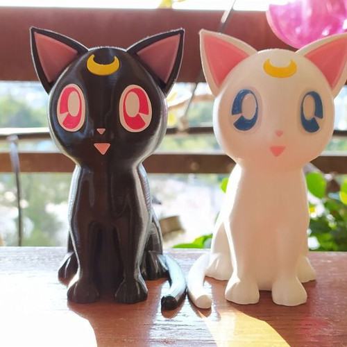 Sailor Moon Luna and Artemis Cats Set 3D Printed Figure 12 cm New