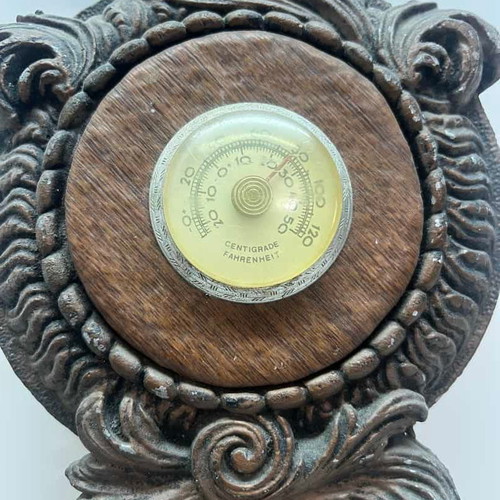 Antique copper wall barometer in fork shape used