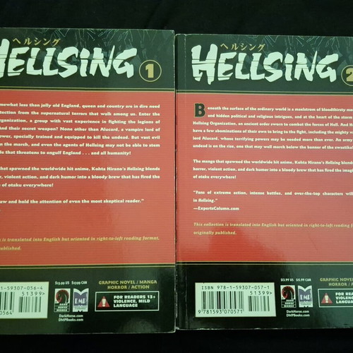 Hellsing manga volumes 1 & 2 used, English first edition