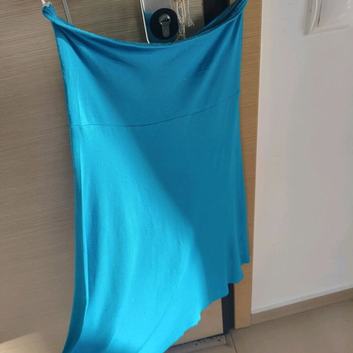 Strapless beach dress used, sea blue, elastic fabric