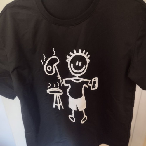T shirt black polyester with print like new, XXL