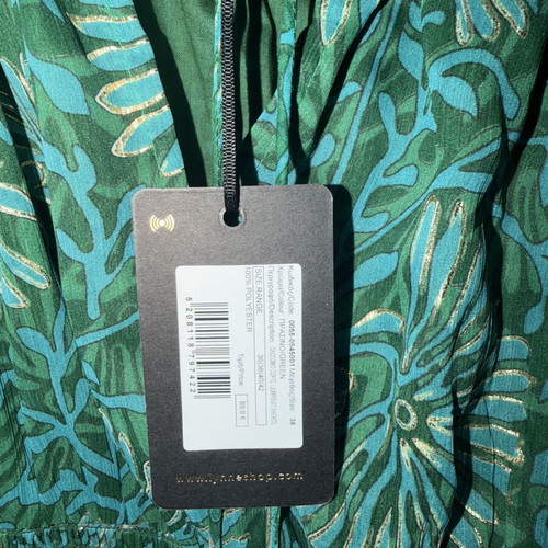 Lynne printed off-shoulder shorts jumpsuit with bell sleeves, green