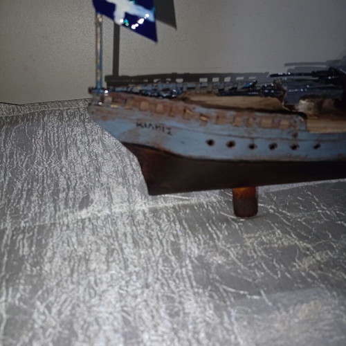 Metal ship handmade collectible used