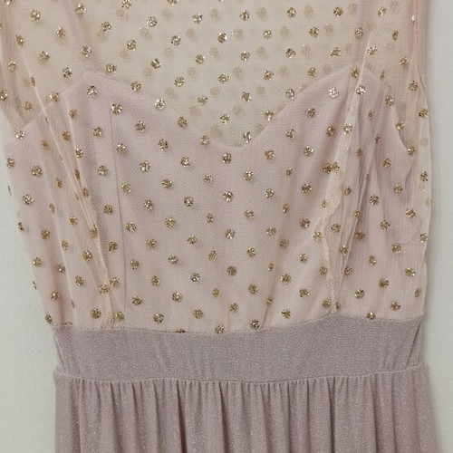 Formal dress pink gold with chest transparency size large new