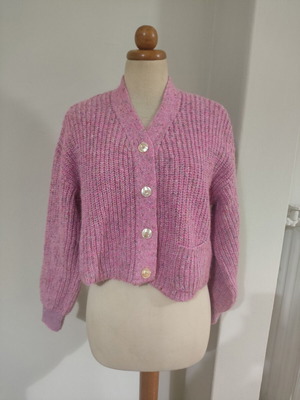 Bellerose pink blue short wool cardigan new XS/S/M