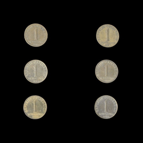Schilling Austria used, lot of 6 coins 1961-1995