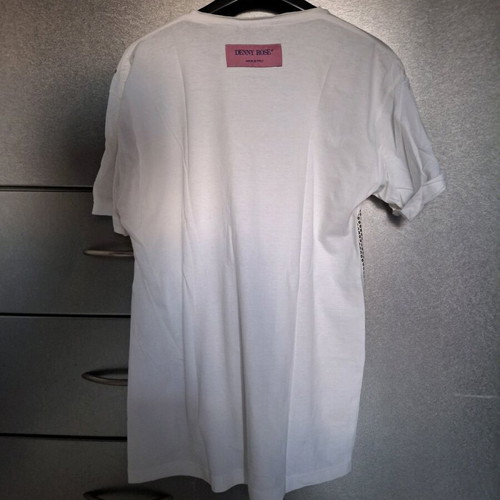 Denny Rose short-sleeve blouse like new, white with gold