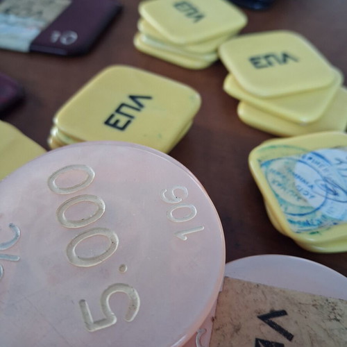 Poker chips used, 50 pieces in drachmas
