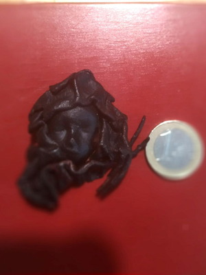 Vintage Leather Art καρφίτσα Goth Face χειροποίητη, σαν καινούργιο