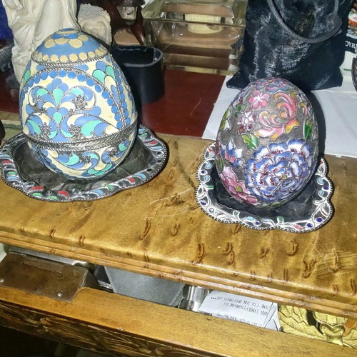 Silver eggs of Tsarist Russia used with enamel and bases