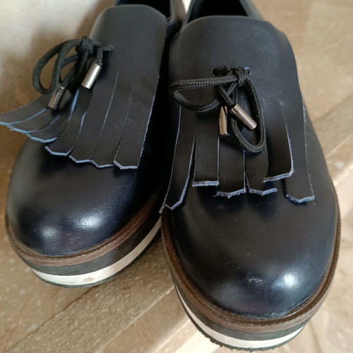 Loafers women used, leather, blue, Claudia Mare, size 39