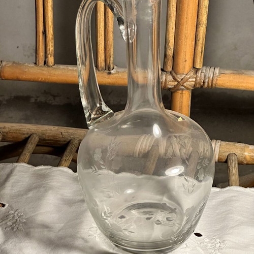 Crystal Tuscany carafe used with engraved embossed floral design