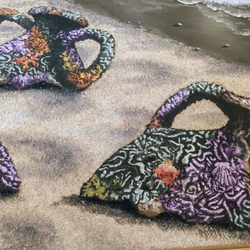 Antonis Xynos Painting Beach used, oil on canvas 80x60