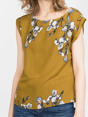 Zara khaki women's top with floral print, like new