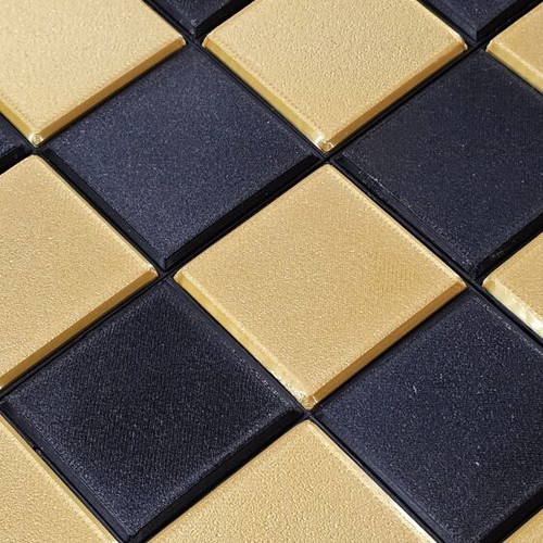 Chessboard in black and gold color, new