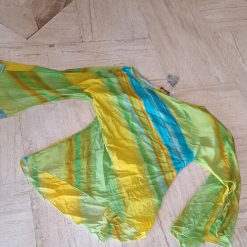 Lynne asymmetrical semi-transparent top like new, multicolor