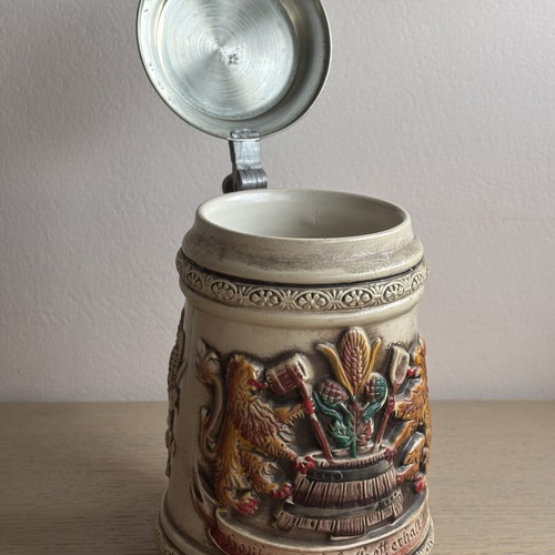 Vulkan Keramik Vintage German Beer Stein like new with pewter lid