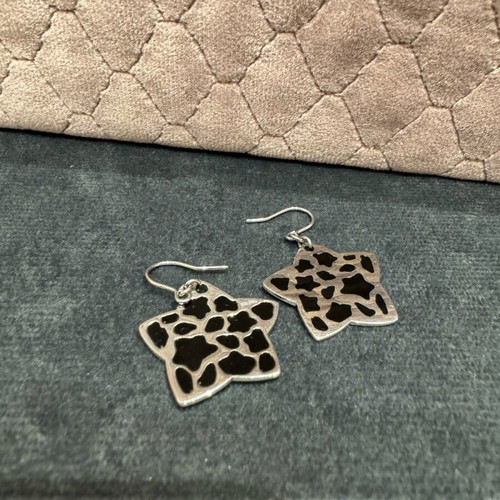 Folli Follie silver double-sided earrings new, black details