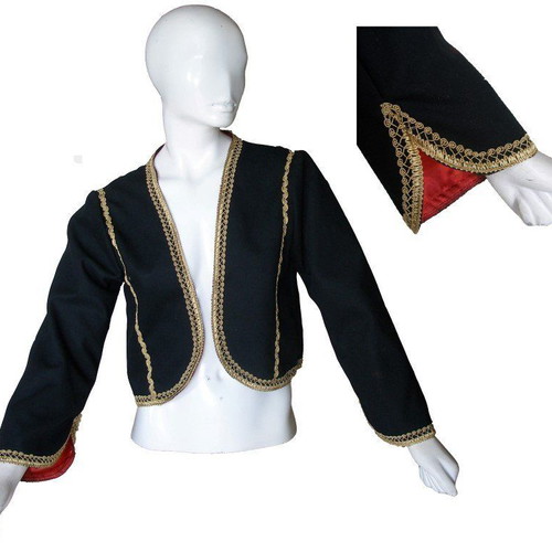 Traditional Folk Costume Jacket with Lining and Gold Braids, new