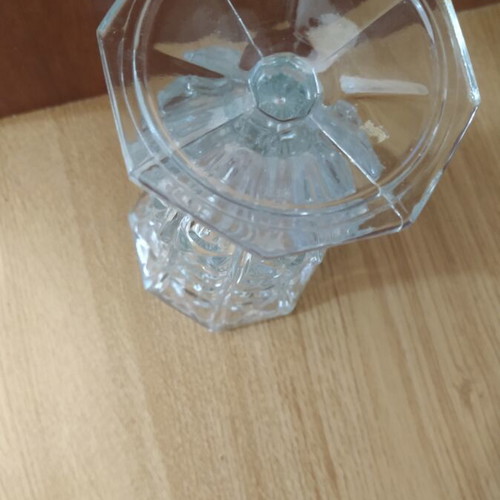Italian glass vase with embossed design, new