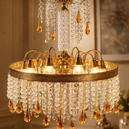 Vintage lighting set used with Murano crystals, chandeliers and wall sconces