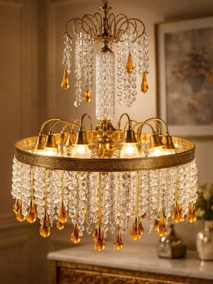 Vintage lighting set used with Murano crystals, chandeliers and wall sconces