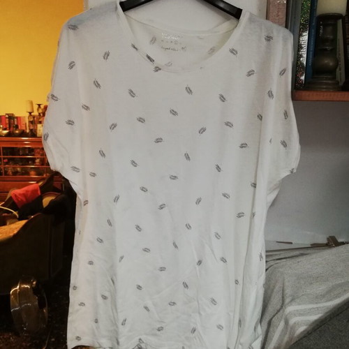Yessica white T-shirt, size Large, modal and cotton