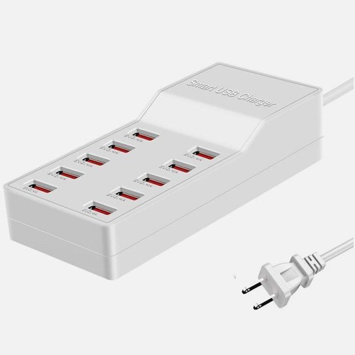 Smart charging station with 10 USB ports 50W white