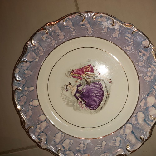 Keramikos vintage plate with beautiful painting and unique colors