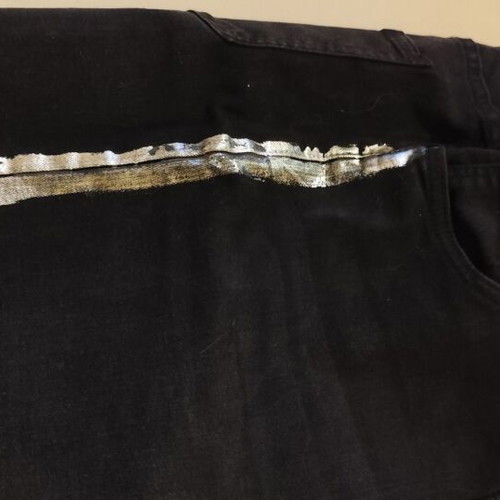 Black short denim skirt used, large, with silver details