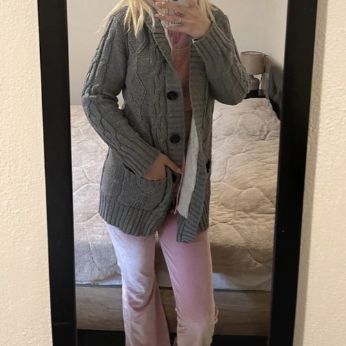 Long cardigan with inner fur like new