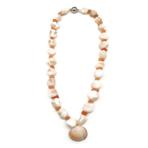 Handmade shell necklace new with semi-precious stones and magnetic clasp