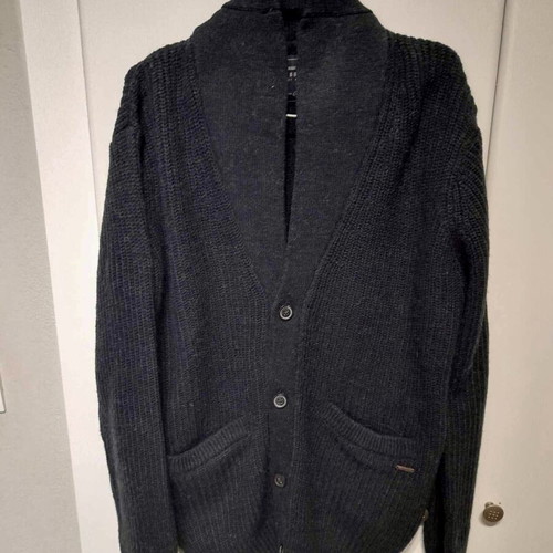 Funky Buddha men's knitted cardigan with buttons, size M, like new, blue