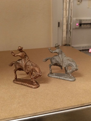 Cowboy figures used, set of 2, 1960s-70s