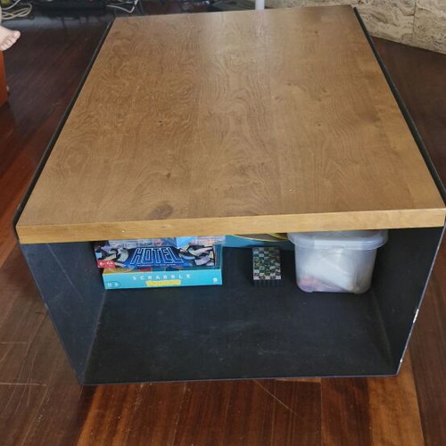 Coffee tables used, black and orange, solid sheet metal, 1.40x0.79x0.31m