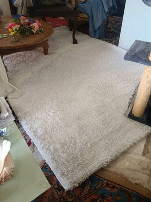 Shaggy rug very thick white like new 2x1.6 meters