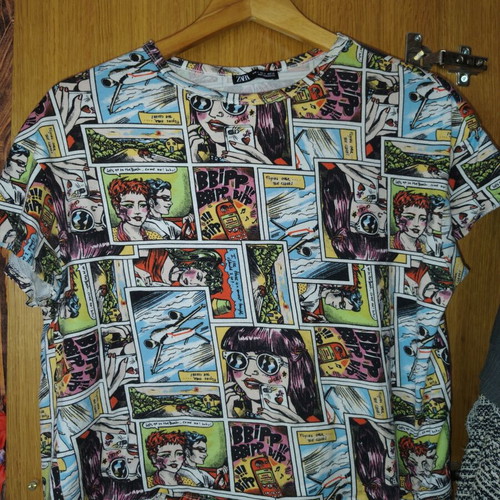 Zara comic print blouse, multicolour, size S