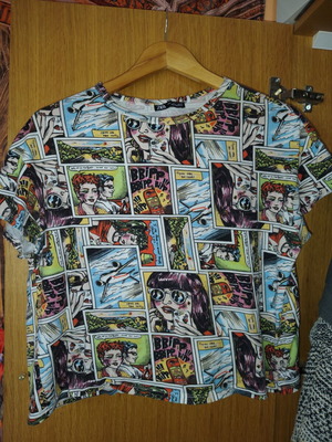 Zara comic print blouse, multicolour, size S
