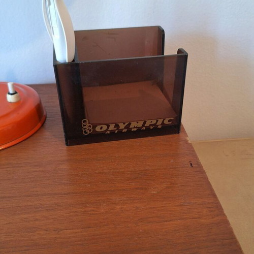 Olympic Airways pencil holder used with signs of wear and age