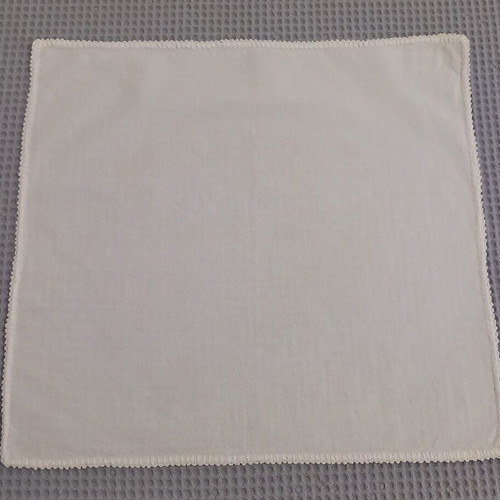 Cotton fabric pieces like new, 2 large and 1 small with crochet edge
