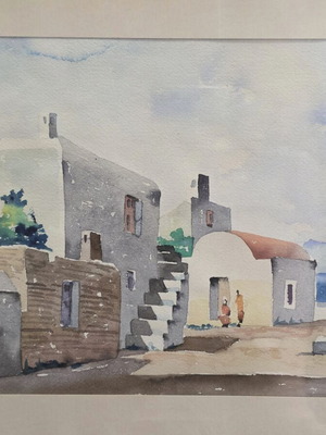 Manos Sofianos Cycladic Landscape Watercolor like new