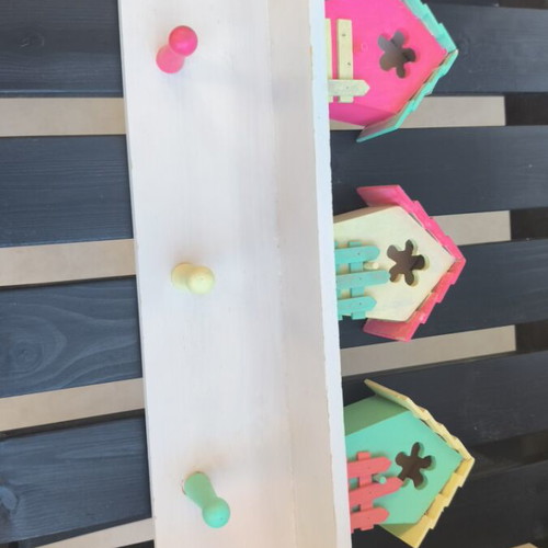 Handmade colorful wooden coat rack like new