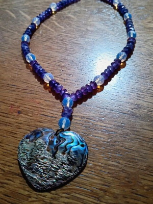 Handmade necklace with moonstone new, purple
